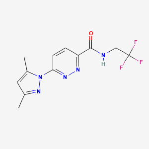 molecular formula C12H12F3N5O B2727512 6-(3,5-二甲基-1H-吡唑-1-基)-N-(2,2,2-三氟乙基)吡啶并[3,4-d]嘧啶-3-甲酰胺 CAS No. 1351648-09-3