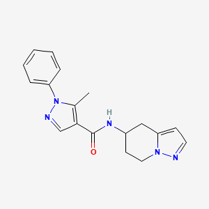 molecular formula C18H19N5O B2727514 5-methyl-1-phenyl-N-(4,5,6,7-tetrahydropyrazolo[1,5-a]pyridin-5-yl)-1H-pyrazole-4-carboxamide CAS No. 2034258-30-3