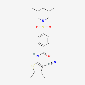 molecular formula C21H25N3O3S2 B2727528 N-(3-cyano-4,5-dimethylthiophen-2-yl)-4-((3,5-dimethylpiperidin-1-yl)sulfonyl)benzamide CAS No. 896302-69-5