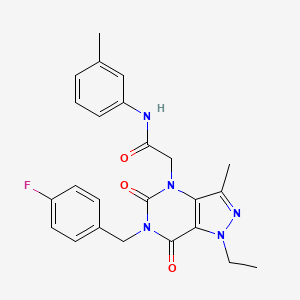 molecular formula C24H24FN5O3 B2727535 2-(1-乙基-6-(4-氟苯甲基)-3-甲基-5,7-二氧代-6,7-二氢-1H-吡唑并[4,3-d]嘧啶-4(5H)-基)-N-(间甲苯基)乙酰胺 CAS No. 1358584-45-8