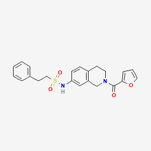 molecular formula C22H22N2O4S B2727548 N-(2-(呋喃-2-甲酰)-1,2,3,4-四氢异喹啉-7-基)-2-苯乙磺酰胺 CAS No. 955649-98-6