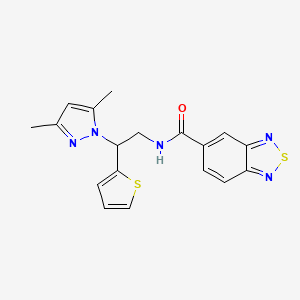 molecular formula C18H17N5OS2 B2727582 N-(2-(3,5-dimethyl-1H-pyrazol-1-yl)-2-(thiophen-2-yl)ethyl)benzo[c][1,2,5]thiadiazole-5-carboxamide CAS No. 2034342-43-1