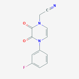 molecular formula C12H8FN3O2 B2727586 2-(4-(3-fluorophenyl)-2,3-dioxo-3,4-dihydropyrazin-1(2H)-yl)acetonitrile CAS No. 1226443-09-9
