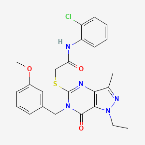 molecular formula C24H24ClN5O3S B2727591 N-(2-氯苯基)-2-({1-乙基-6-[(3-甲氧苯基)甲基]-3-甲基-7-氧代-1H,6H,7H-吡唑并[4,3-d]嘧啶-5-基}硫)乙酰胺 CAS No. 1358527-08-8