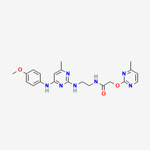 molecular formula C21H25N7O3 B2727592 N-(2-((4-((4-methoxyphenyl)amino)-6-methylpyrimidin-2-yl)amino)ethyl)-2-((4-methylpyrimidin-2-yl)oxy)acetamide CAS No. 1251691-06-1