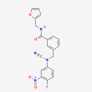 molecular formula C20H15FN4O4 B2727594 3-{[cyano(4-fluoro-3-nitrophenyl)amino]methyl}-N-[(furan-2-yl)methyl]benzamide CAS No. 1376371-48-0