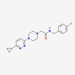 molecular formula C20H24FN5O B2727598 2-(4-(6-cyclopropylpyridazin-3-yl)piperazin-1-yl)-N-(4-fluorobenzyl)acetamide CAS No. 2034234-07-4