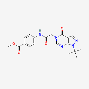 molecular formula C19H21N5O4 B2727605 甲酸甲酯 4-[[2-(1-叔丁基-4-氧代吡唑并[3,4-d]嘧啶-5-基)乙酰]氨基]苯甲酸酯 CAS No. 863448-00-4