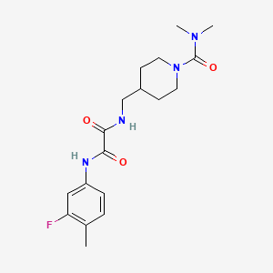 molecular formula C18H25FN4O3 B2727609 N1-((1-(dimethylcarbamoyl)piperidin-4-yl)methyl)-N2-(3-fluoro-4-methylphenyl)oxalamide CAS No. 2034460-77-8