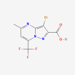 molecular formula C9H5BrF3N3O2 B2727610 3-溴-5-甲基-7-(三氟甲基)吡唑并[1,5-a]嘧啶-2-甲酸 CAS No. 832740-70-2