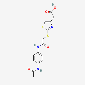 molecular formula C15H15N3O4S2 B2727614 2-(2-((2-((4-乙酰氨基苯基)氨基)-2-氧代乙基)硫)噻唑-4-基)乙酸 CAS No. 1050151-46-6