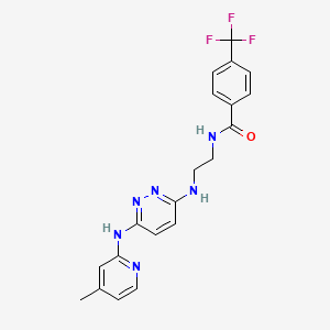 molecular formula C20H19F3N6O B2727615 N-(2-((6-((4-methylpyridin-2-yl)amino)pyridazin-3-yl)amino)ethyl)-4-(trifluoromethyl)benzamide CAS No. 1021109-14-7