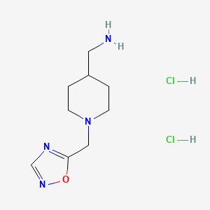 molecular formula C9H18Cl2N4O B2727624 [1-(1,2,4-Oxadiazol-5-ylmethyl)piperidin-4-yl]methanamine;dihydrochloride CAS No. 2418673-23-9