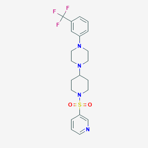 molecular formula C21H25F3N4O2S B2727628 1-[1-(Pyridine-3-sulfonyl)piperidin-4-yl]-4-[3-(trifluoromethyl)phenyl]piperazine CAS No. 2097932-80-2