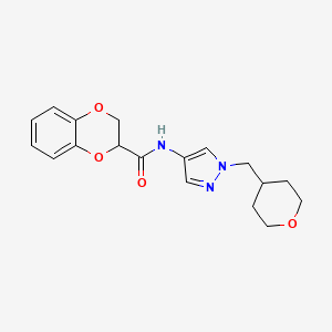 N-(1-((tetrahydro-2H-pyran-4-yl)methyl)-1H-pyrazol-4-yl)-2,3-dihydrobenzo[b][1,4]dioxine-2-carboxamide