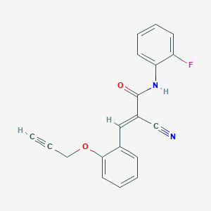 molecular formula C19H13FN2O2 B2727635 (E)-2-cyano-N-(2-fluorophenyl)-3-(2-prop-2-ynoxyphenyl)prop-2-enamide CAS No. 1002078-12-7