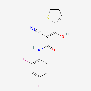 molecular formula C14H8F2N2O2S B2727639 (Z)-3-(2,4-二氟苯氨基)-3-羟基-2-(2-噻吩基羰基)-2-丙烯腈 CAS No. 866151-82-8