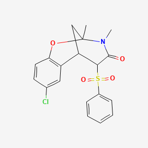 molecular formula C19H18ClNO4S B2727642 12-(Benzenesulfonyl)-4-chloro-9,10-dimethyl-8-oxa-10-azatricyclo[7.3.1.0^{2,7}]trideca-2,4,6-trien-11-one CAS No. 2097922-35-3