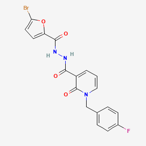 molecular formula C18H13BrFN3O4 B2727649 N'-(5-bromofuran-2-carbonyl)-1-(4-fluorobenzyl)-2-oxo-1,2-dihydropyridine-3-carbohydrazide CAS No. 1105211-31-1