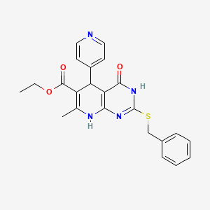 Ethyl 2-(benzylthio)-7-methyl-4-oxo-5-(pyridin-4-yl)-3,4,5,8-tetrahydropyrido[2,3-d]pyrimidine-6-carboxylate