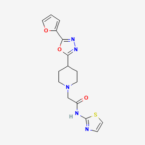2-(4-(5-(furan-2-yl)-1,3,4-oxadiazol-2-yl)piperidin-1-yl)-N-(thiazol-2-yl)acetamide