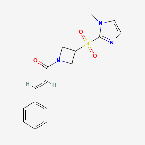 molecular formula C16H17N3O3S B2727661 (E)-1-(3-((1-methyl-1H-imidazol-2-yl)sulfonyl)azetidin-1-yl)-3-phenylprop-2-en-1-one CAS No. 2035022-06-9