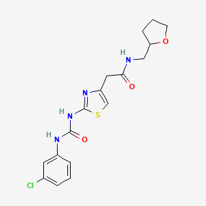 molecular formula C17H19ClN4O3S B2727662 2-(2-(3-(3-chlorophenyl)ureido)thiazol-4-yl)-N-((tetrahydrofuran-2-yl)methyl)acetamide CAS No. 923221-79-8