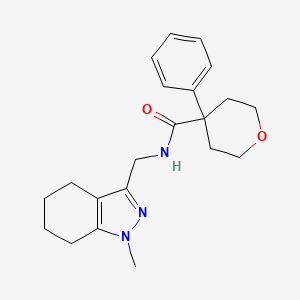 molecular formula C21H27N3O2 B2727664 N-((1-methyl-4,5,6,7-tetrahydro-1H-indazol-3-yl)methyl)-4-phenyltetrahydro-2H-pyran-4-carboxamide CAS No. 1448059-95-7