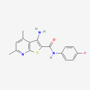 molecular formula C16H14FN3OS B2727672 3-amino-N-(4-fluorophenyl)-4,6-dimethylthieno[2,3-b]pyridine-2-carboxamide CAS No. 340817-80-3