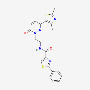 molecular formula C21H19N5O2S2 B2727678 N-(2-(3-(2,4-dimethylthiazol-5-yl)-6-oxopyridazin-1(6H)-yl)ethyl)-2-phenylthiazole-4-carboxamide CAS No. 1251685-15-0