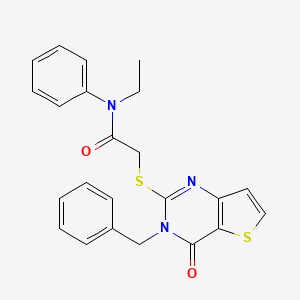 molecular formula C23H21N3O2S2 B2727679 2-({3-苄基-4-氧代-3H,4H-噻吩[3,2-d]嘧啶-2-基}硫醚)-N-乙基-N-苯基乙酰胺 CAS No. 1252818-24-8