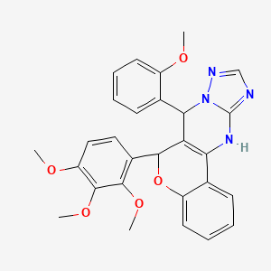 molecular formula C28H26N4O5 B2727681 7-(2-methoxyphenyl)-6-(2,3,4-trimethoxyphenyl)-7,12-dihydro-6H-chromeno[4,3-d][1,2,4]triazolo[1,5-a]pyrimidine CAS No. 868147-74-4