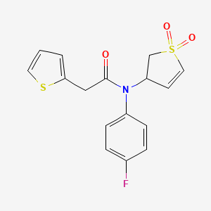 molecular formula C16H14FNO3S2 B2727686 N-(1,1-dioxido-2,3-dihydrothiophen-3-yl)-N-(4-fluorophenyl)-2-(thiophen-2-yl)acetamide CAS No. 863022-15-5