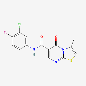 molecular formula C14H9ClFN3O2S B2727692 N-(3-chloro-4-fluorophenyl)-3-methyl-5-oxo-5H-thiazolo[3,2-a]pyrimidine-6-carboxamide CAS No. 851945-61-4