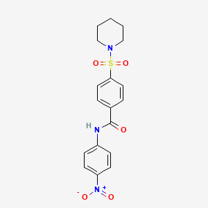 molecular formula C18H19N3O5S B2727699 N-(4-nitrophenyl)-4-(piperidin-1-ylsulfonyl)benzamide CAS No. 312749-98-7