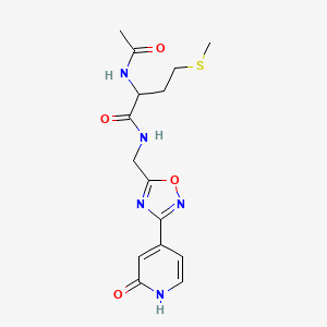 molecular formula C15H19N5O4S B2727702 2-acetamido-4-(methylthio)-N-((3-(2-oxo-1,2-dihydropyridin-4-yl)-1,2,4-oxadiazol-5-yl)methyl)butanamide CAS No. 1902931-45-6