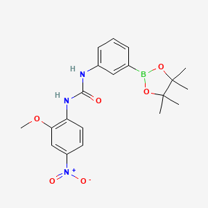 molecular formula C20H24BN3O6 B2727705 1-(2-Methoxy-4-nitrophenyl)-3-[3-(tetramethyl-1,3,2-dioxaborolan-2-yl)phenyl]urea CAS No. 2096998-09-1
