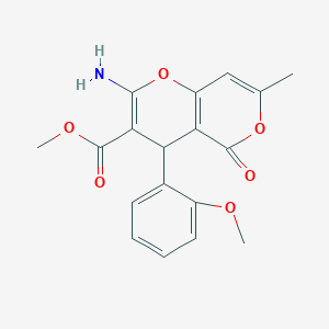 molecular formula C18H17NO6 B2727706 Methyl 2-amino-4-(2-methoxyphenyl)-7-methyl-5-oxo-4,5-dihydropyrano[4,3-b]pyran-3-carboxylate CAS No. 883510-30-3