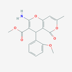 methyl 2-amino-4-(2-methoxyphenyl)-7-methyl-5-oxo-4H,5H-pyrano[3,2-c]pyran-3-carboxylate