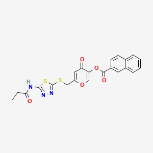 4-oxo-6-(((5-propionamido-1,3,4-thiadiazol-2-yl)thio)methyl)-4H-pyran-3-yl 2-naphthoate