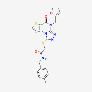 2-((4-(furan-2-ylmethyl)-5-oxo-4,5-dihydrothieno[2,3-e][1,2,4]triazolo[4,3-a]pyrimidin-1-yl)thio)-N-(4-methylbenzyl)acetamide
