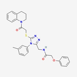 molecular formula C29H29N5O3S B2727762 N-[[5-[2-(3,4-dihydro-2H-quinolin-1-yl)-2-oxoethyl]sulfanyl-4-(3-methylphenyl)-1,2,4-triazol-3-yl]methyl]-2-phenoxyacetamide CAS No. 394214-66-5