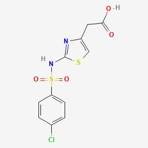 molecular formula C11H9ClN2O4S2 B2727812 (2-{[(4-Chlorophenyl)sulfonyl]amino}-1,3-thiazol-4-yl)acetic acid CAS No. 929839-22-5