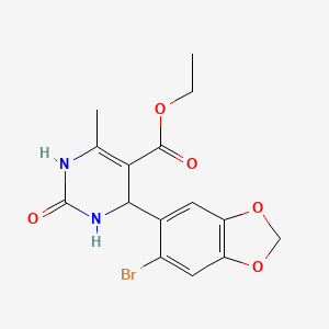 molecular formula C15H15BrN2O5 B2727820 Ethyl 4-(6-bromo-1,3-benzodioxol-5-yl)-6-methyl-2-oxo-1,2,3,4-tetrahydropyrimidine-5-carboxylate CAS No. 293764-07-5
