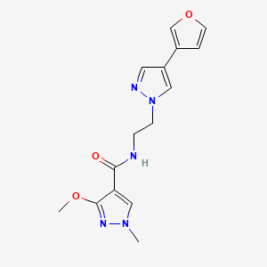 molecular formula C15H17N5O3 B2727822 N-(2-(4-(呋喃-3-基)-1H-吡唑-1-基)乙基)-3-甲氧基-1-甲基-1H-吡唑-4-羧酰胺 CAS No. 2034376-27-5