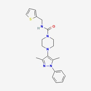 molecular formula C21H25N5OS B2727823 4-(3,5-dimethyl-1-phenyl-1H-pyrazol-4-yl)-N-(thiophen-2-ylmethyl)piperazine-1-carboxamide CAS No. 1251613-28-1