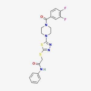 molecular formula C21H19F2N5O2S2 B2727828 2-((5-(4-(3,4-二氟苯甲酰)哌嗪-1-基)-1,3,4-噻二唑-2-基)硫)-N-苯基乙酰胺 CAS No. 1105225-26-0