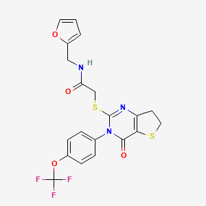 molecular formula C20H16F3N3O4S2 B2727832 N-(furan-2-ylmethyl)-2-((4-oxo-3-(4-(trifluoromethoxy)phenyl)-3,4,6,7-tetrahydrothieno[3,2-d]pyrimidin-2-yl)thio)acetamide CAS No. 877654-50-7
