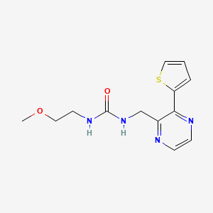 molecular formula C13H16N4O2S B2727837 1-(2-Methoxyethyl)-3-((3-(thiophen-2-yl)pyrazin-2-yl)methyl)urea CAS No. 2034313-31-8
