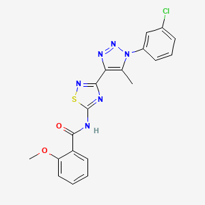 molecular formula C19H15ClN6O2S B2727848 N-{3-[1-(3-chlorophenyl)-5-methyl-1H-1,2,3-triazol-4-yl]-1,2,4-thiadiazol-5-yl}-2-methoxybenzamide CAS No. 932537-53-6
